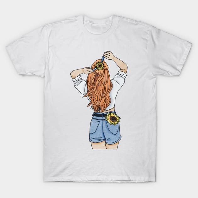 Sunflower girl (2) T-Shirt by piscoletters